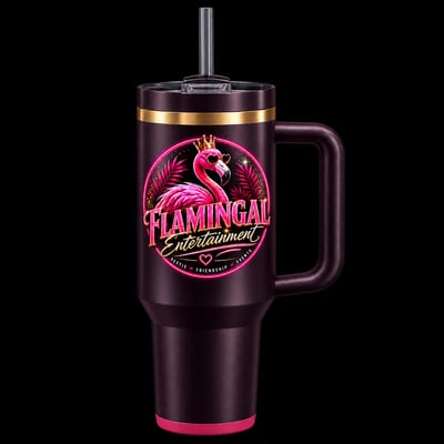 40 oz tumbler: Plum, with handle and straw